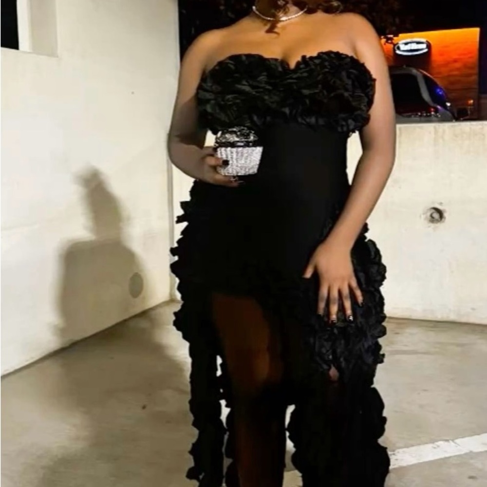 Leila Bandage Mini Dress - Elegant Black Ruffled